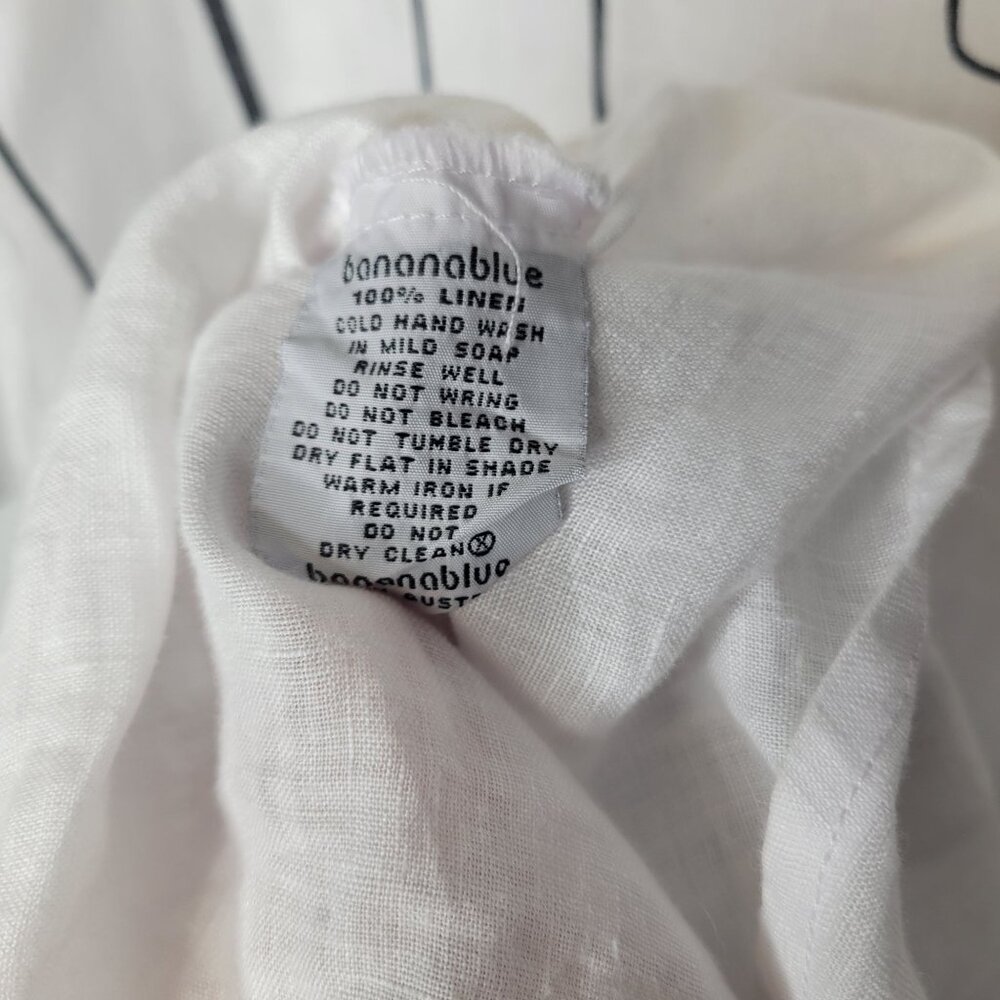 Banana Blue Australia Women's Small Tunic Shirt Dress Linen White Black - Picture 5 of 5